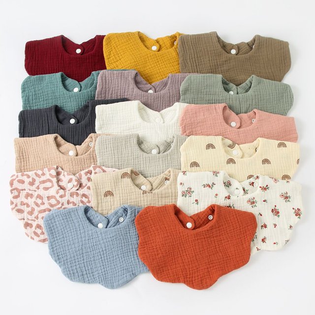 Baberos para bebé Baberos para la dentición Baberos para los hombros Baberos 4 capas de algodón orgánico Baberos para niñas Bufanda multiusos 17 colores mezclados JM