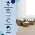 thumbnail image 3 of happimess BSK2002B-3SET Nellie Farmhouse Classic Handwoven Hyacinth Storage Boat Baskets with Handles, Brown (Set of 3), 3 of 7
