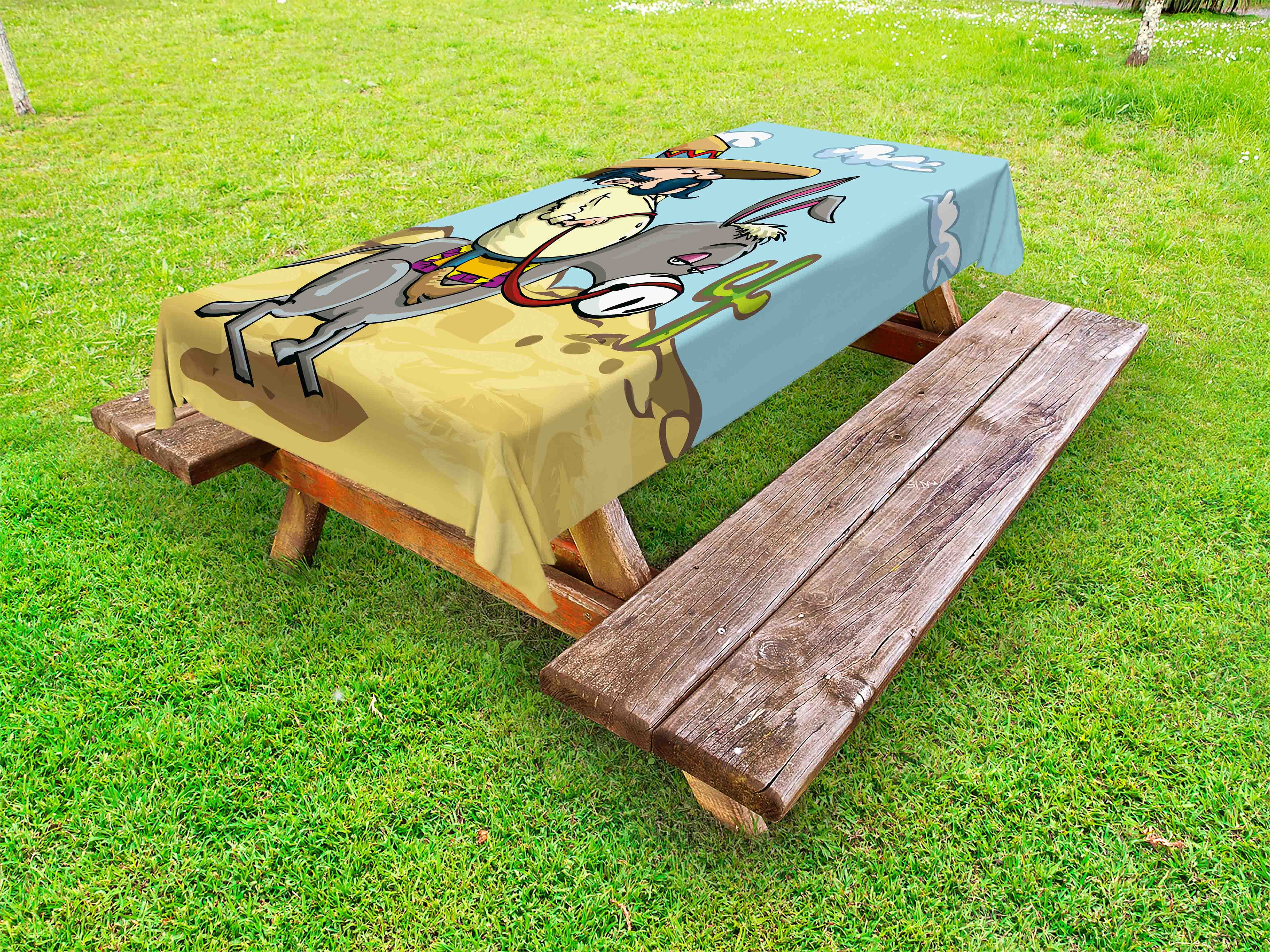 Mexican Cactus Outdoor Picnic Tablecloth in 3 Sizes Washable Waterproof