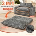 thumbnail image 4 of Centilab Convertible Sofa Bed, Loveseat Sleeper Sofa, 3 in 1 Folding Couch Bed with 2 Pillows, Pull Out Floor Couch for Living Room Bedroom Lounge, Gray, 4 of 9
