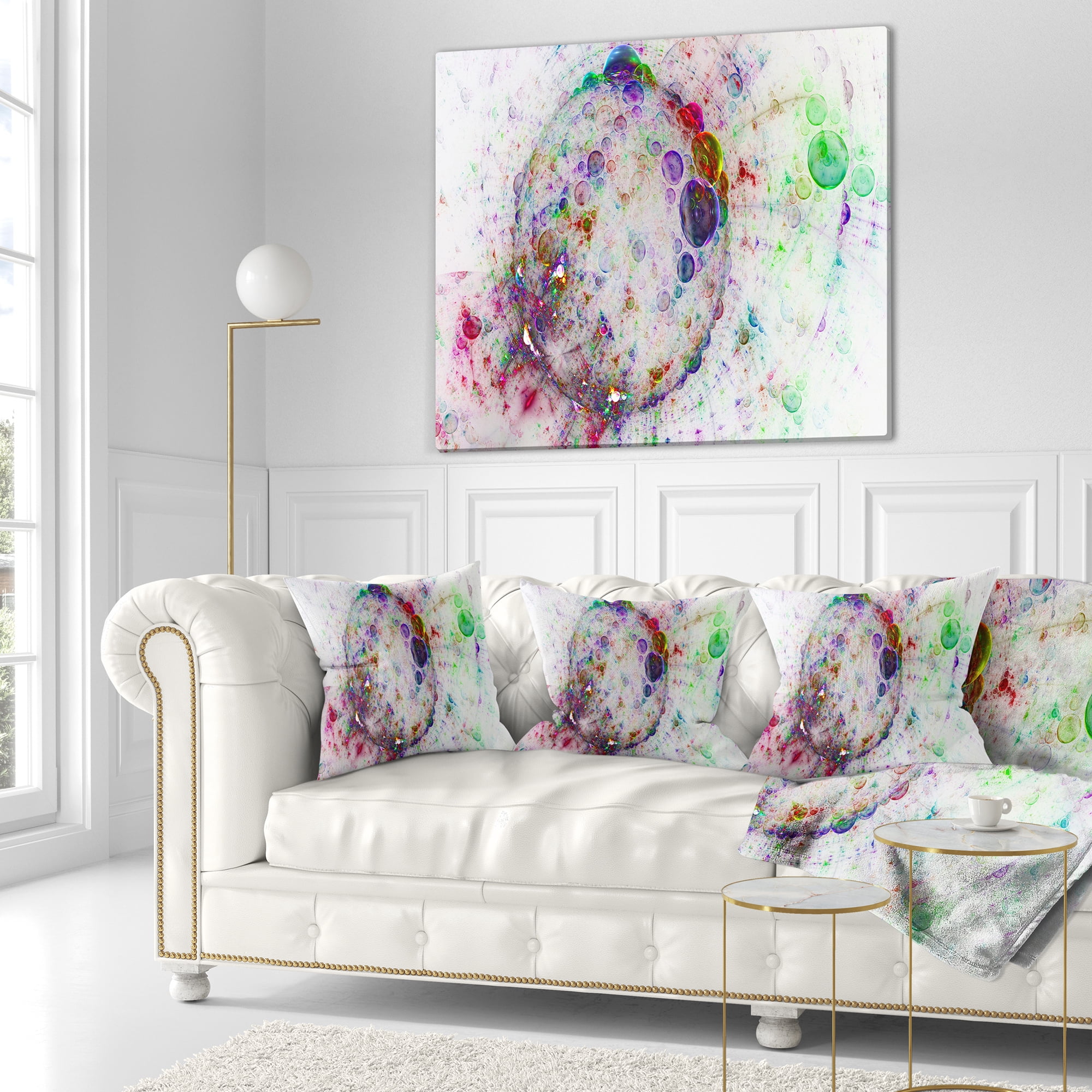 Designart Colorful Spherical Planet Bubbles - Abstract Throw Pillow - 16x16