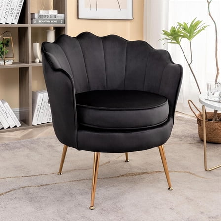 US Pride Furniture Cavett 28.3" Wide Velvet Accent Chair with Metal Legs Black