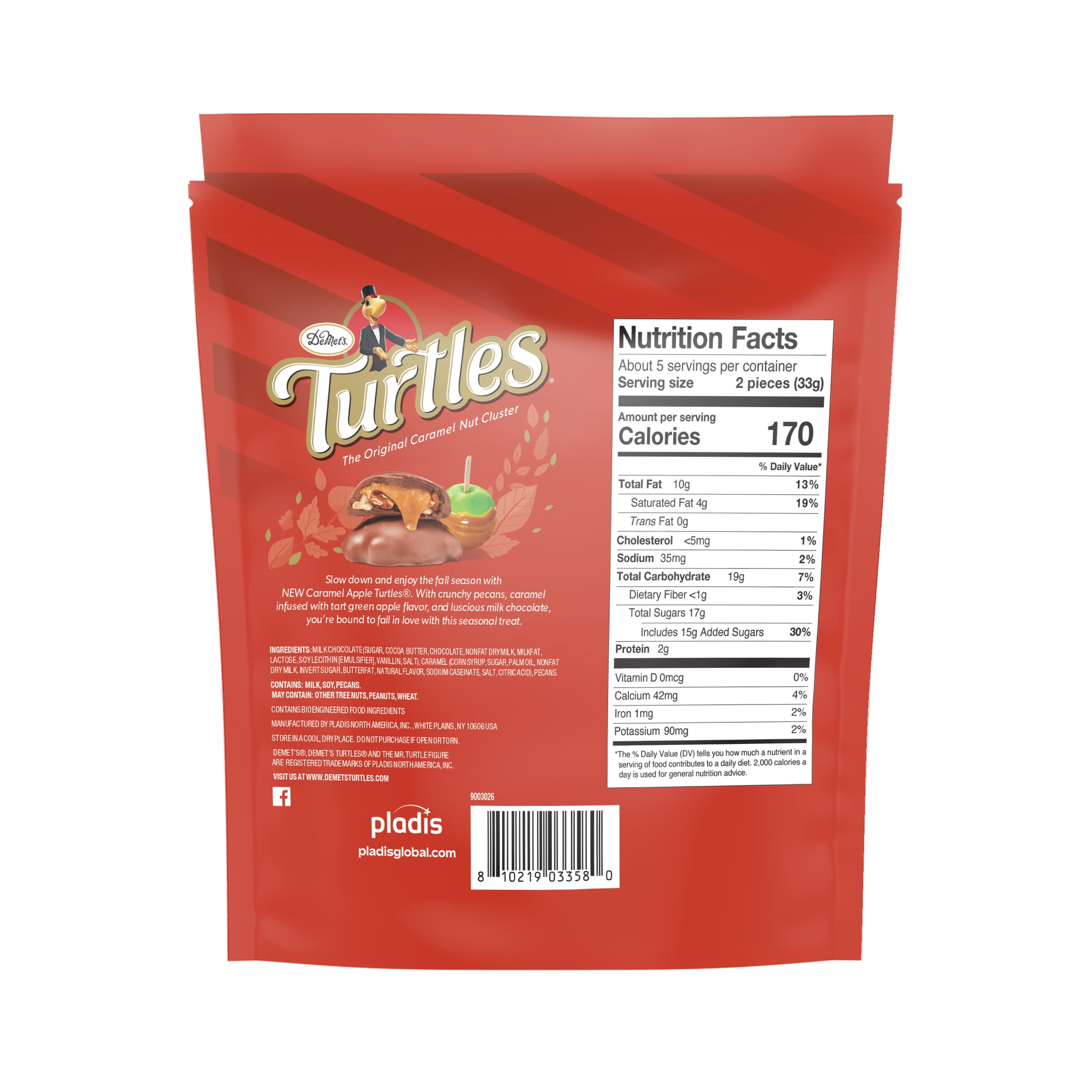 DeMet's Turtles, Caramel Apple Pecan Clusters, 6.3 oz Bag