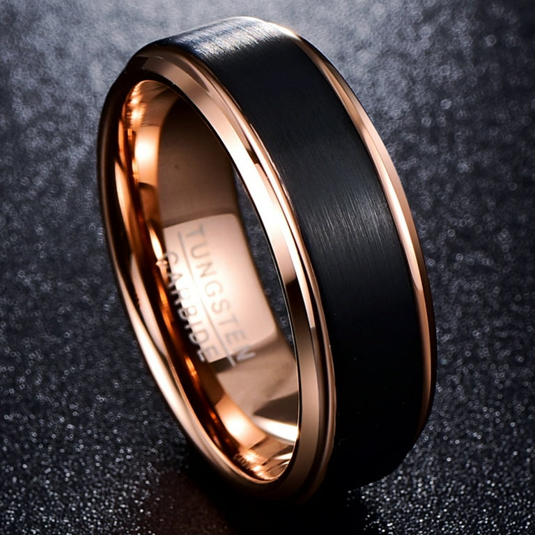 Rose gold and black hotsell tungsten ring
