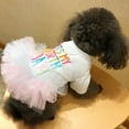 thumbnail image 4 of opvise Pet Tulle Dress Comfortable Adorable Letter Printing Pet Puppy Dog Birthday Dress White, 4 of 7