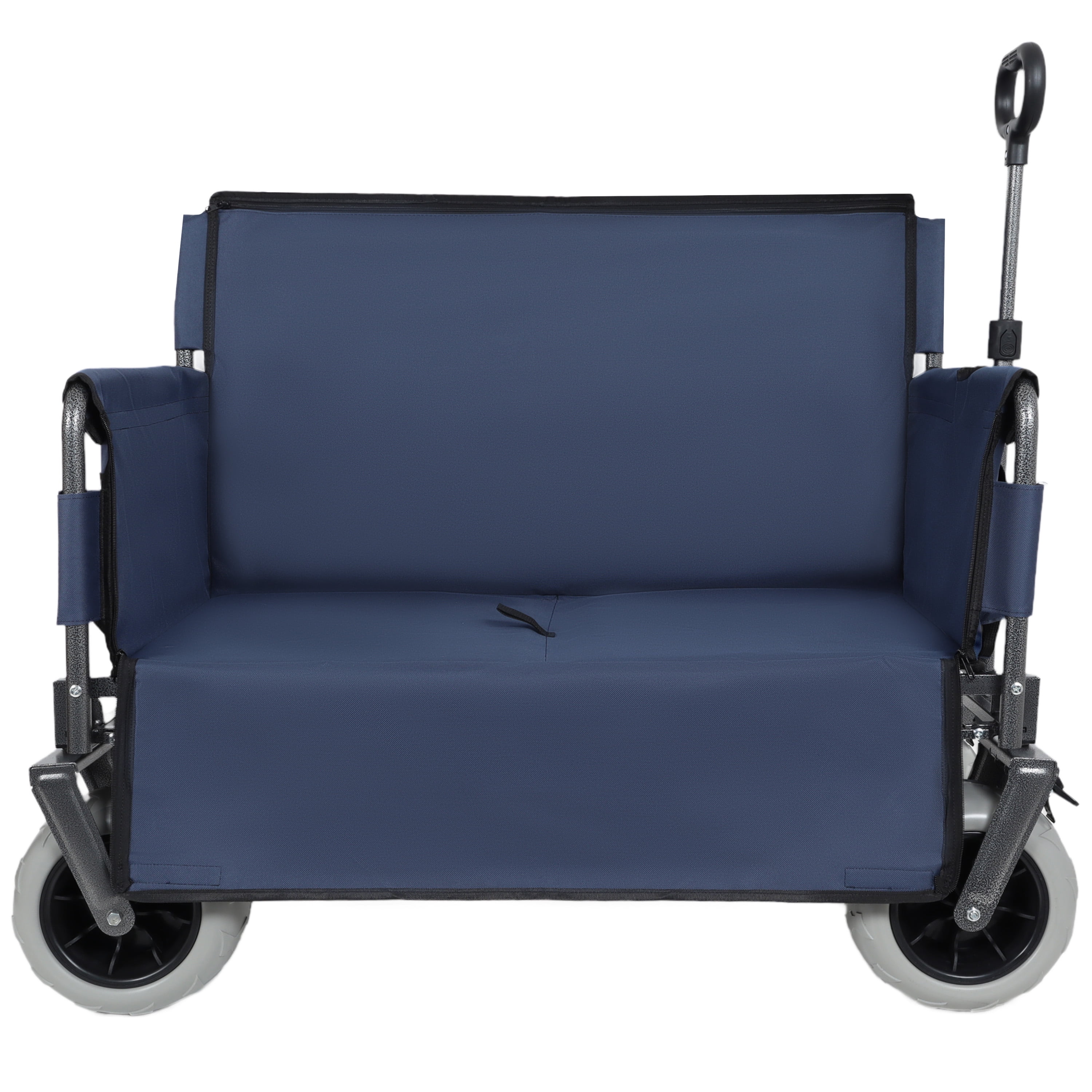 3-in-1 Folding Wagon with Bench Seat – 500lbs Capacity, 9"x4" Beach Tires for Camping & Beach
