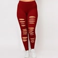 thumbnail image 2 of QATAINLAV Women's High Waisted Yoga Pants Plus Size Ripped Skinny Workout Leggings Tight Stretchy Running Legging Pants Wine XXL, 2 of 7