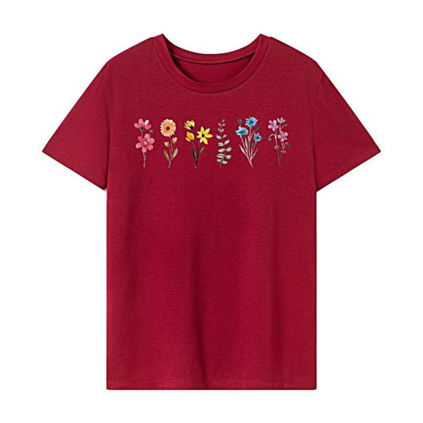 Camiseta básica para mujer, camiseta clásica con cuello redondo, camisetas de verano para el trabajo y viajes L