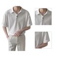thumbnail image 3 of Camiseta con cuello vuelto, manga corta, estilo Simple, Top sedoso de moda para hombres, Top con cuello de verano, 3 of 8