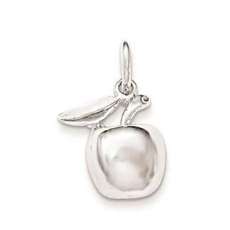 925 Sterling Silver Polished Apple Open-back Charm Pendant