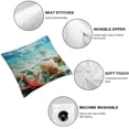 thumbnail image 4 of Acheng Ocean Beach Throw Pillow Cover for Sofa Bed Couch, Blue Beach Pillow Cover, Coastal Nature Theme Cushion Case for Sofa Bed, Seashell Ocean Wave Decorative Pillow Cover, Teal,2 Pcs White, 4 of 6
