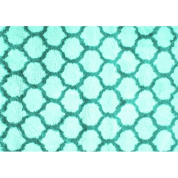 Ahgly Company Machine Washable Indoor Rectangle Trellis Turquoise Blue Contemporary Area Rugs, 2' x 3'