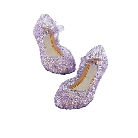 

Girls Kids Summer Crystal Sandals Frozen Princess Jelly High-Heeled Shoes Princess Frozen Elsa Cosplay Party Dance Shoes