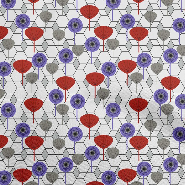 oneOone Silk Tabby Red Fabric Asian Floral Craft Projects Decor Fabric Printed By The Yard 42 Inch Wide