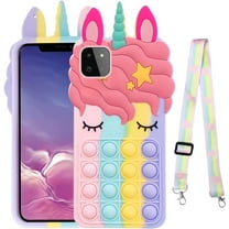 nancheng for Boost Mobile Celero 5G Case (Not 2024), for Samsung Galaxy A22 5G Phone Case with Strap Lanyard Girls Women Cute Rainbow Cartoon Bubble Push Pop Funny Silicone Shockproof Protective Cover