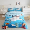 thumbnail image 2 of Erosebridal Cartoon Shark Comforter Set Full Size Fish Bedding Set Sea Ocean Underwater World Comforter Marine life Sealife Quilt Set, 2 of 7