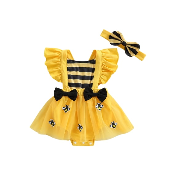 Infant Baby Girl Summer Clothes Ruffle Fly Sleeve Romper Dress Animal Print Bodysuit Playsuits 3-18M
