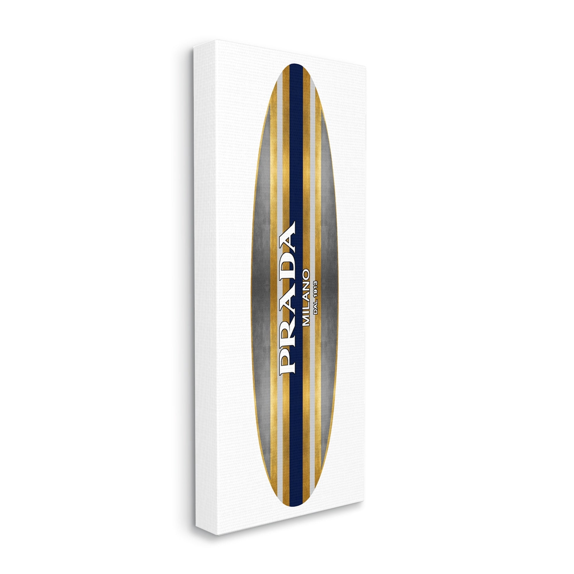 Stupell Industries Striped Glam Fashion Designer Logo Surfboard Canvas Wall Art, 13 x 30, Design by Madeline Blake