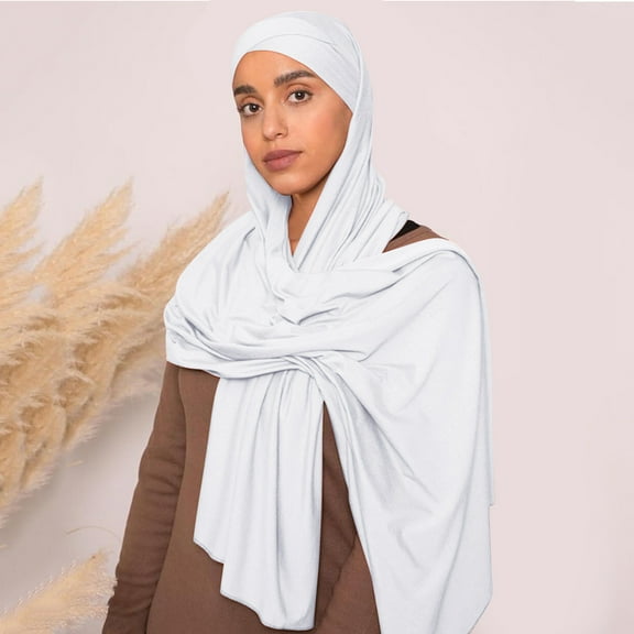 White Scarfs Scarf Muslim Head Scarf Solid Color Long Scarf Wrap Scarves Cotton Scarf for Women Fashion