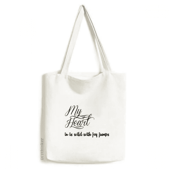 Famous Poetry Quote My Heart Joy Tote Canvas Bag Shopping Satchel Casual Handbag