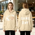 thumbnail image 5 of Hoodies for Women Solid Color Shirt Comfort Hoodie Hiking Shirts Cute Hoodies Mom Shirts Game Day Sweatshirts Gift Long Sleeve Loose Fit Blouse Heart Graphic Shirts Travel Hoodie Khaki, 5 of 7