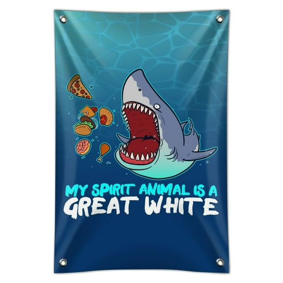 My Spirit Animal is a Great White Shark Who'll Eat Anything Funny Home Business Office Sign