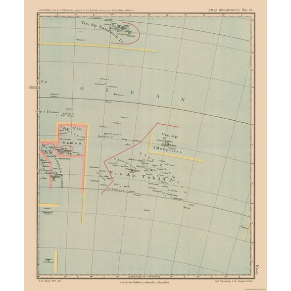Historic Map - Oceania Samoa Tahiti - Streit 1913 - Vintage Wall Art