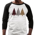 thumbnail image 2 of Plaid Print Christmas Trees Three-Quarter Raglan Sleeve Baseball Shirt Unisex Large White/Black, 2 of 5