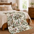 thumbnail image 6 of Winter Birds And Snowy Pinecones, Watercolor Winter Botanical Illustration for Birdwatching Enthusiasts, Christmas Gift, Cozy Flannel Blanket with Home Decor for Living Room and Bedroom, 6 of 7