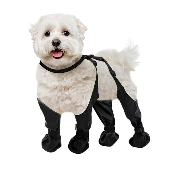 SSKDBFJG Waterproof Dog Boots, Dog Paw Protector for Small Medium Dogs, Adjustable Dog Boots Pet Shoes for Outdoor Walking Soft Dog Shoes Pets Paws Protector,Black (Medium)