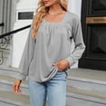 thumbnail image 2 of Timegard Long Sleeve Tops for Women Square Neck Ruched Comfy Tee Shirts Fall Casual Loose Tops Blouse, 2 of 4
