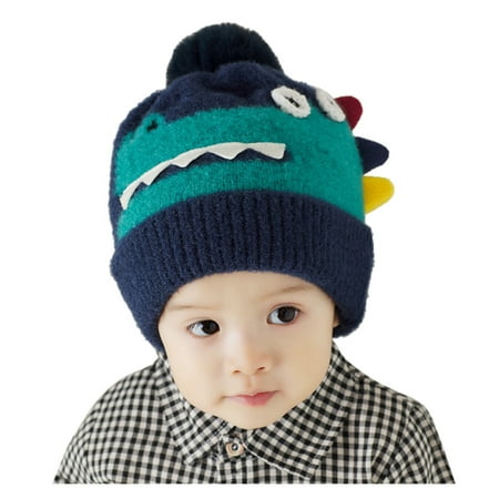 

Dadaria Baby Girl Winter Hat 0-4T Newborn Infant Baby Boys Girls Warm Knit Crochet Dinosaur Hat Pompon Beanie Cap Blue Girls