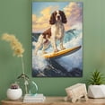thumbnail image 2 of English Springer Spaniel Dog Playing Surfboard Stretched Canvas Size 8x12 – Sports Dog, Perfect for Animal Lovers, English Springer Spaniel Dog Canvas, Surfboard Canvas Size Wall Art, 2 of 5