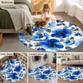 thumbnail image 5 of Round Area Rug 8 Ft, Blue Flowers Washable Non-Slip Circle Carpet for Living Room/Bedroom, Spring Watercolor Leaves Floral Plants Collection Low-Profile Large Area Rugs for Indoor, 5 of 7