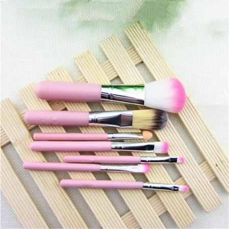 GIXUSIL Children Makeup Brushes 7Pcs Makeup Brush Set Foundation Eyebrow Brush Cosmetic Concealer Brushes with Case for Kids Girls Travel(Pink)