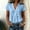 *Blue, variant on ClodeEU Women's V Neck Pleated Short Sleeve Blouse, Casual Loose Fit Solid Color Top Blue,Women's Plus L