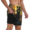 thumbnail image 2 of Yiaed Tree Meditating Raccoon Print Mens Swim Trunks Bathing Suit Compression Liner Beach Swim Shorts Swimwear Quick Dry Zipper Pocket No-Chafing Board Short-X-Large, 2 of 6
