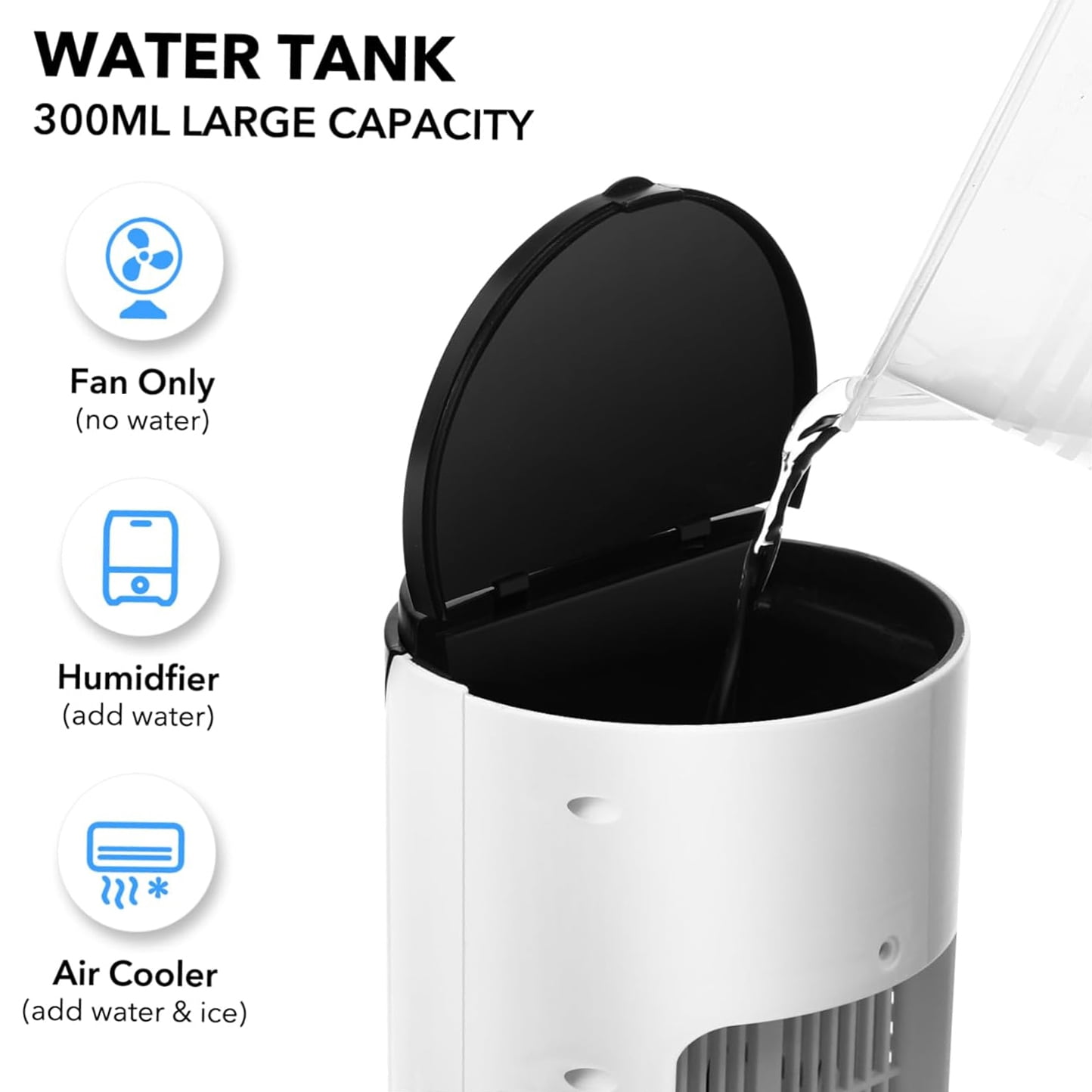 HAOTUTOYS Portable Air Conditioner Humidifier Atmosphere Light Fan USB Cooler Air Conditioner, 3 In 1 Function, Office Household Essential Cooler USB Portable Air Conditioner USB Fan