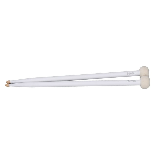 Accessoire de Maillets de Tambour, Tête en Feutre Bonne Sensation de la Main 2 Pcs Poignée en Érable Ensemble de Maillets de Tambour pour Performance Blanc