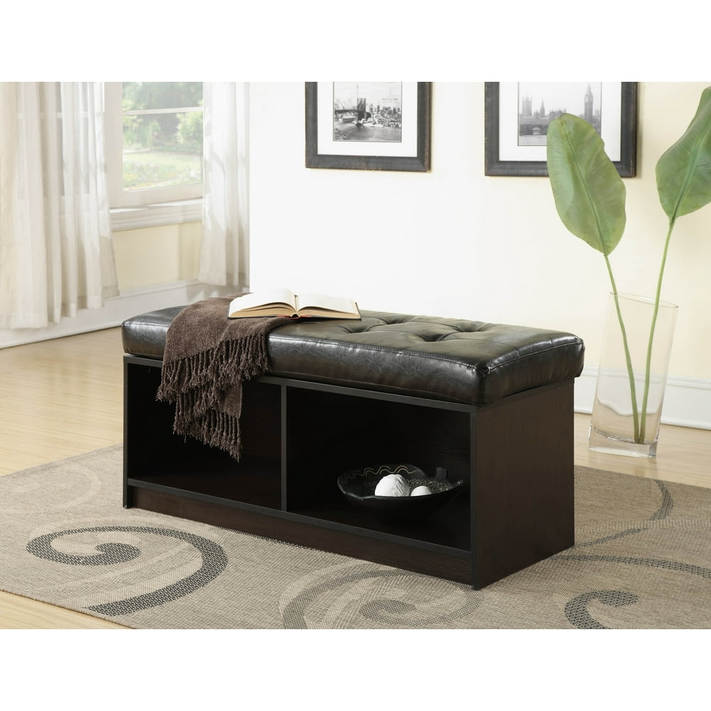 Convenience Concepts Broadmoor Entryway Faux Leather Storage Bench