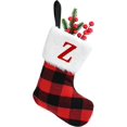 thumbnail image 1 of Medias navideñas de 7 pulgadas Medias navideñas clásicas con cuadros escoceses rojos Medias navideñas con letras Medias colgantes con puños de felpa de piel sintética, 1 of 4