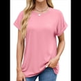 thumbnail image 2 of Camisetas Casuales Holgadas para Mujer, Camisetas de Verano de Corta con Cuello Redondo y Modernas Rosa L, 2 of 10