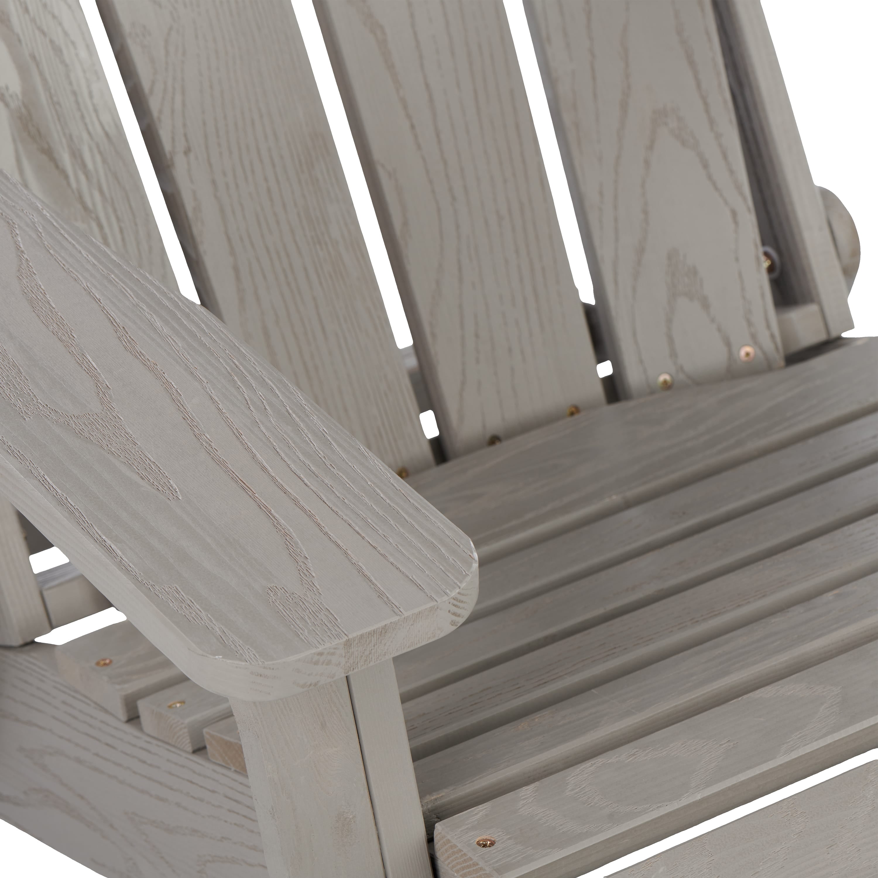 Oversized Folding Adirondack Chair Outdoor, Solid Hemlock Wood Patio Chair with Pre-Assembled Backrest & Seat, Heavy Duty Wooden Fire Pit Chair for Backyard Porch Pool Deck Garden