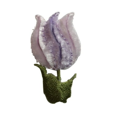 ID 6445 Soft Purple Flower Patch Fuzzy Garden Plant Embroidered Iron On Applique