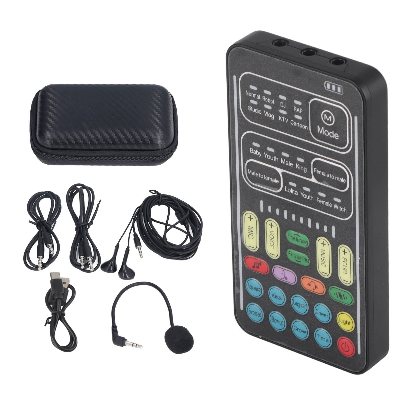 Voice Changer, I9 Voice Changer Set Portable Recording Mini Sound Card Live Streaming Mixer With Microphone Headphones
