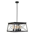 thumbnail image 2 of ORB Wood Finish Cage Modern Chandelier, 4-Light Height Adjustable Chandelier Ceiling Light Fixtures, 2 of 8