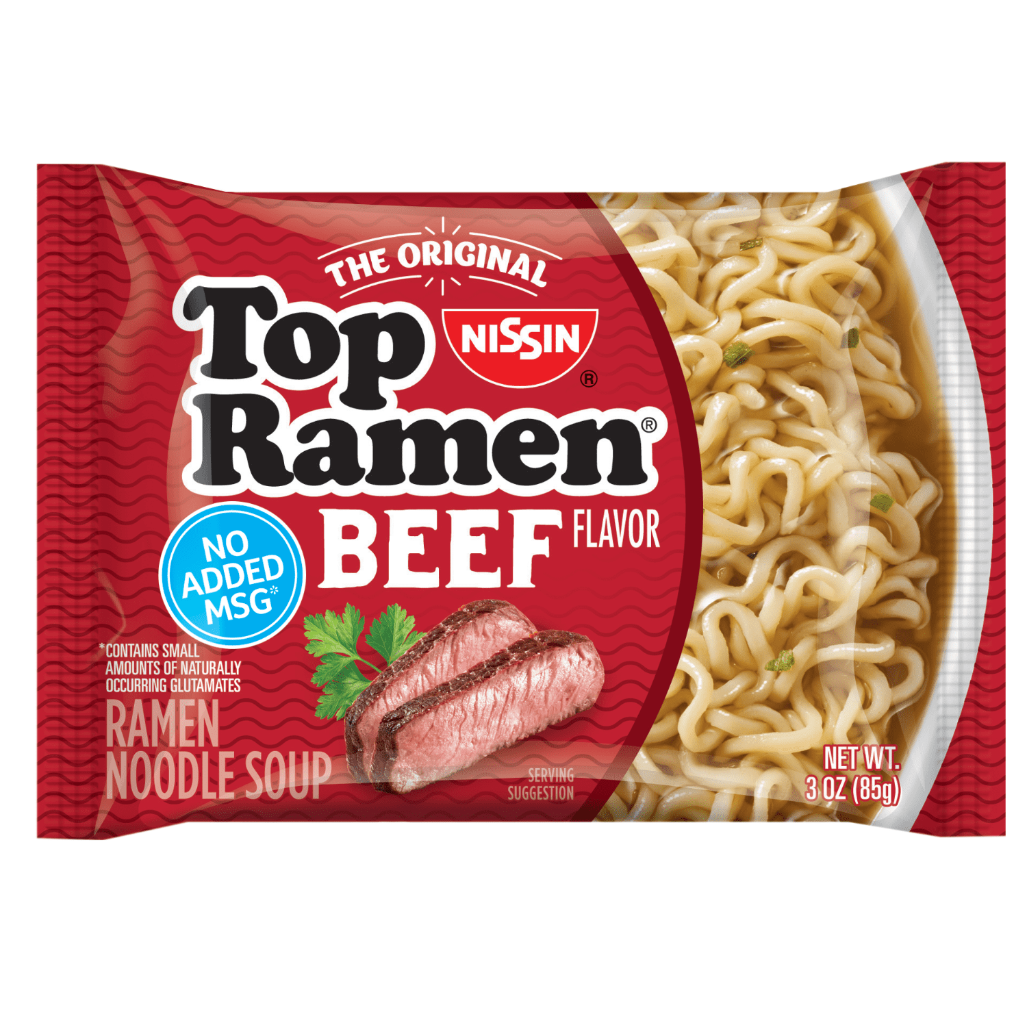 (24 pack) Nissin Foods Top Ramen Instant Ramen Noodle Soup, Beef Flavor, 3 oz Bag, Shelf-Stable