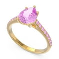 thumbnail image 2 of Diamond-Capitals 2.30 Carat Beautiful Pear Cut Pink Sapphire Gemstone Wedding Ring for Women Solid 14K Yellow Gold Size 11, 2 of 8