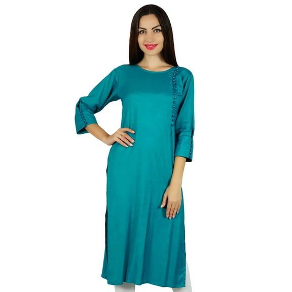 Bimba Women Custom Kurta Designer Kurti 3/4 Sleeve Formal Casual Tunic Blouse