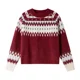 thumbnail image 3 of VIMLY Suéter de punto de Navidad geométrico con cuello redondo vintage para mujer, suéter informal simple de manga larga, jersey grueso, prendas de punto, 3 of 5